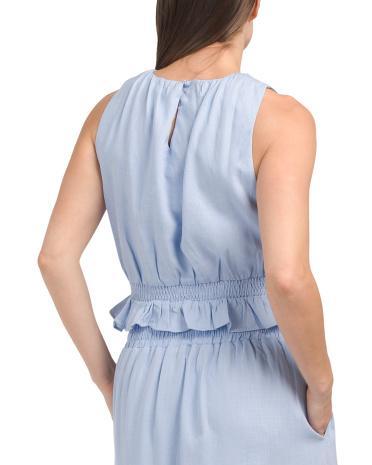 Ruched Sleeveless Top for Women | Rayon/Cotton Product Image