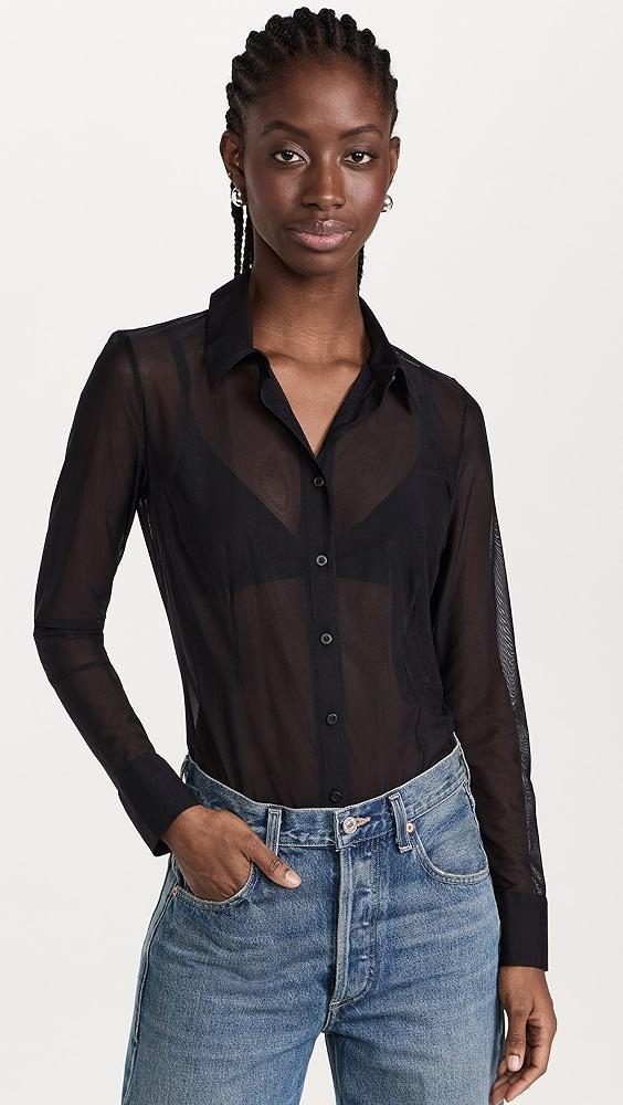 Commando Chic Mesh Button Down Thong Bodysuit | Shopbop Product Image