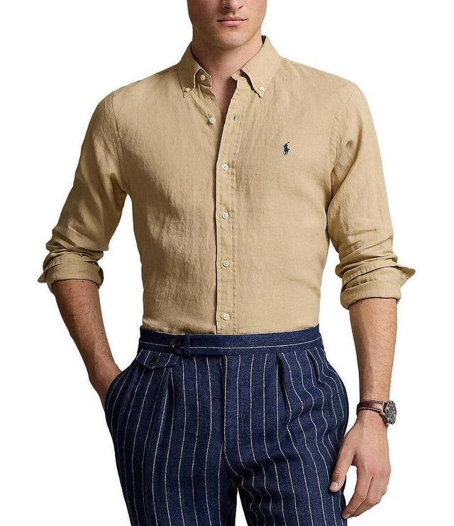 Polo Ralph Lauren Piece Dye Linen Long Sleeve Woven Shirt Product Image