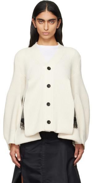 sacai Off-White Wool Knit Cardigan Product Image