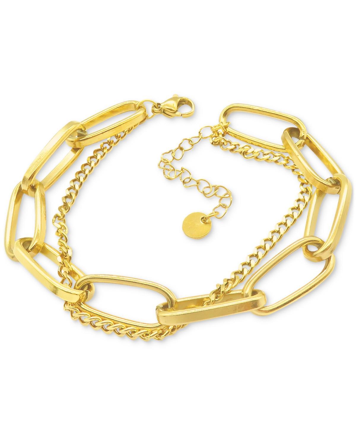 Adornia 14k Gold-Plated Oversized Paperclip Mixed Chain Bracelet Product Image