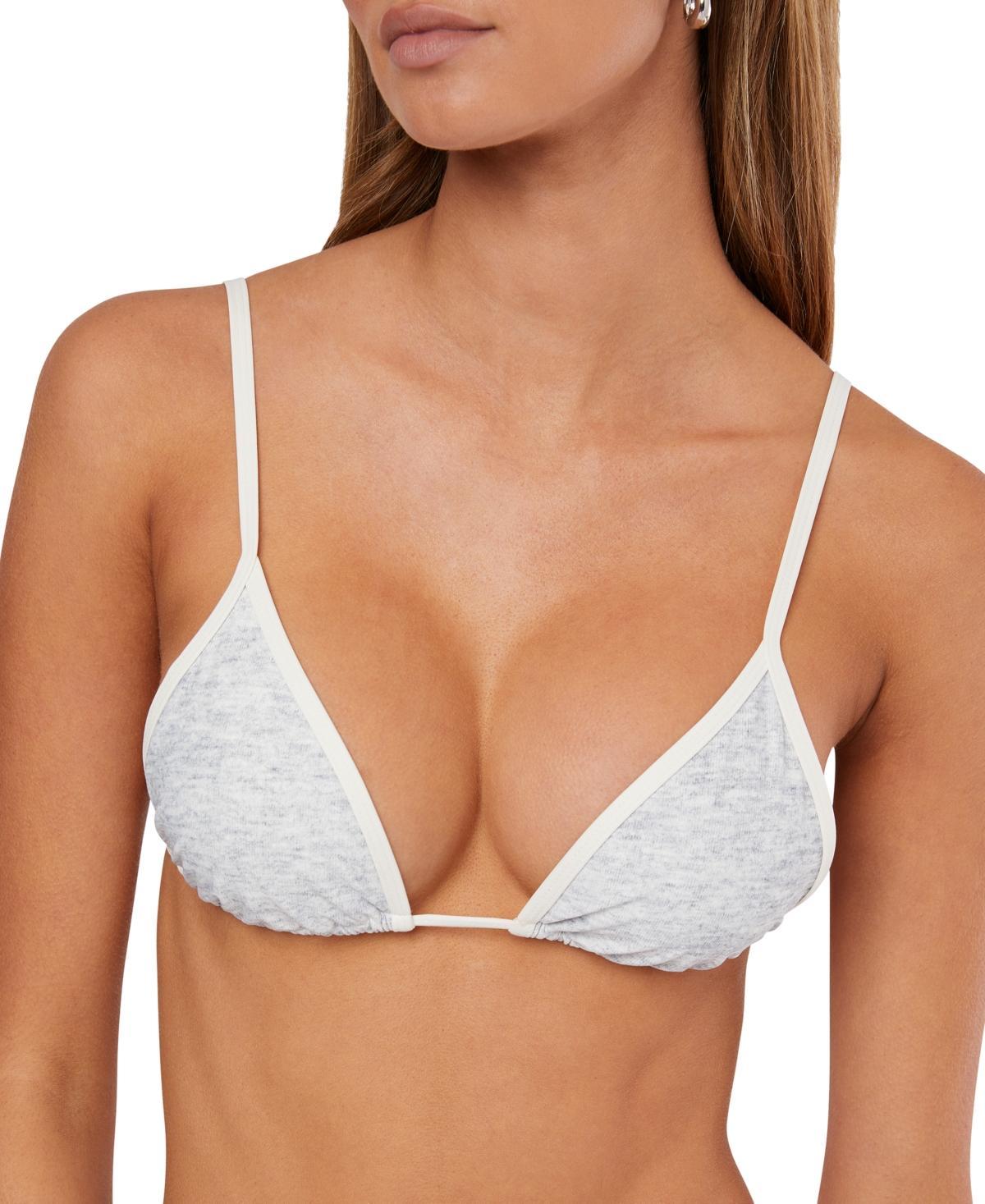 WeWoreWhat Womens Cooper V-Neck Tie-Back Bikini Top - Heather Gray Product Image