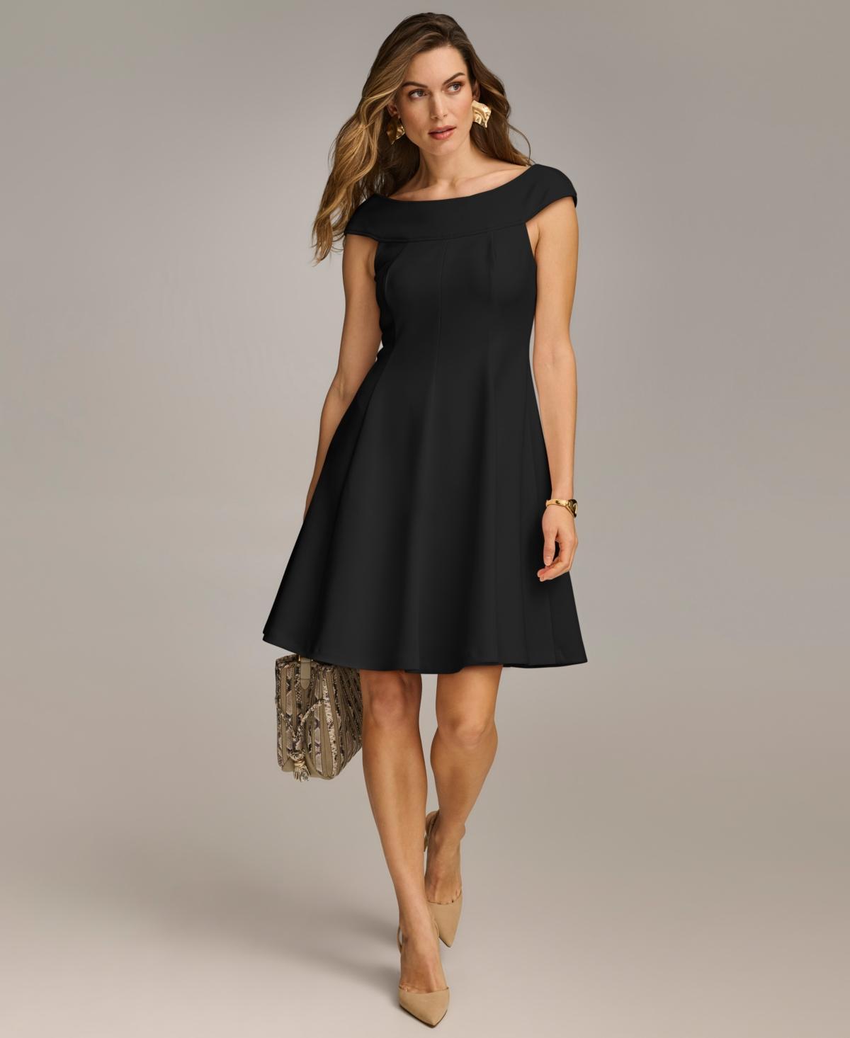 Donna Karan Womens Boat-Neck A-Line Sleeveless Dress Product Image