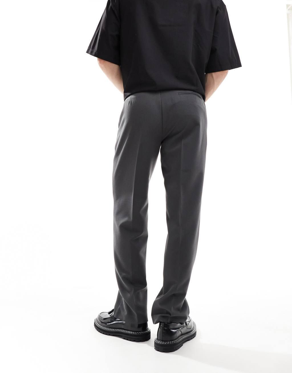 ASOS DESIGN straight leg dress pants in charcoal Product Image