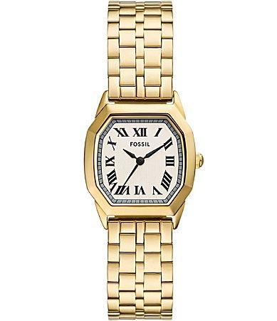 Fossil Womens Harlow Three-Hand Date Gold-Tone Stainless Steel Bracelet Watch Product Image