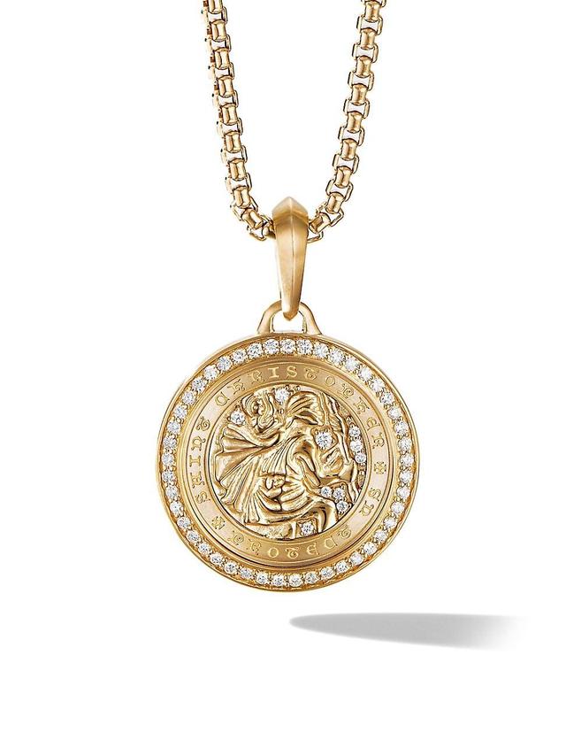 Mens St. Christopher Pendant in 18K Gold, 34.5mm Product Image