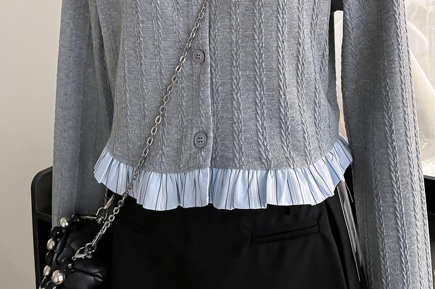 Plain Striped Panel Cardigan Product Image