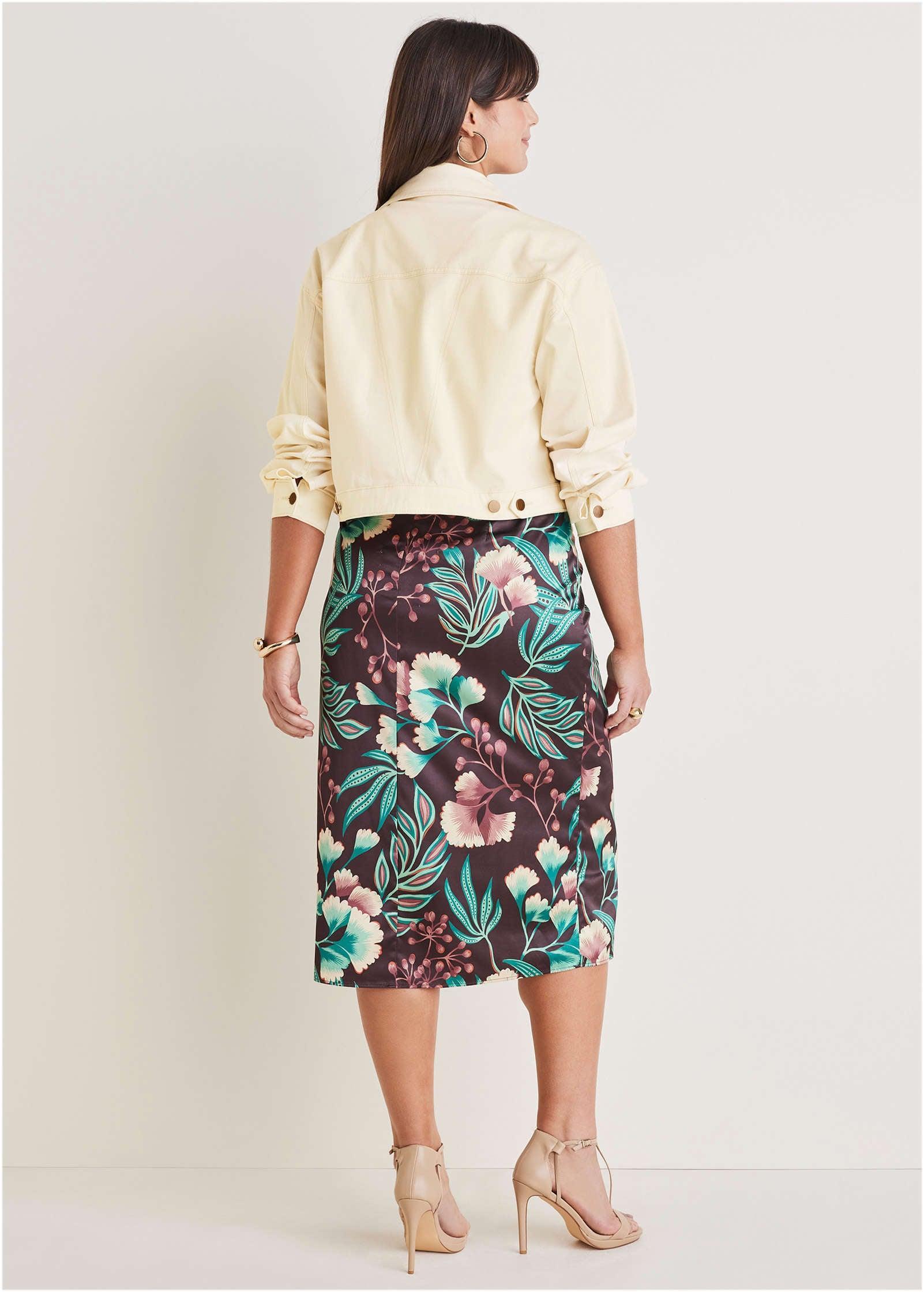 Ruched Detail Midi Skirt - Lake Botanical Product Image