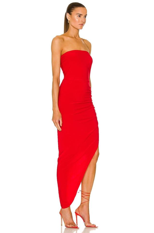 Norma Kamali Strapless Side Drape Gown (Tiger Red) Women's Dress Product Image