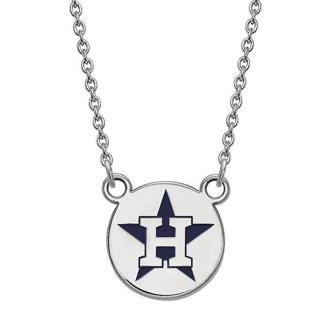 LogoArt Houston Astros Enamel Logo Link Necklace, Womens Silver Product Image