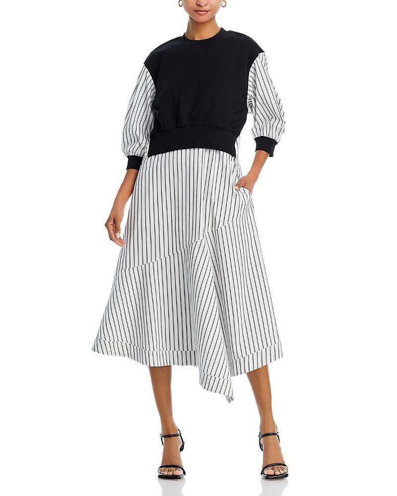 Womens Striped Sweatshirt Combo Midi-Dress Product Image