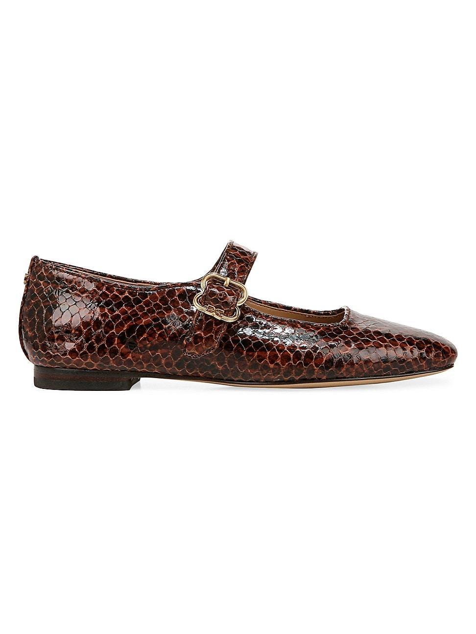 Womens Michaela Snake-Embossed Leather Mary Janes Product Image