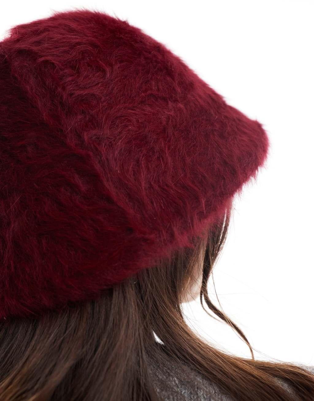 Glamorous textured bucket hat in burgundy   Product Image