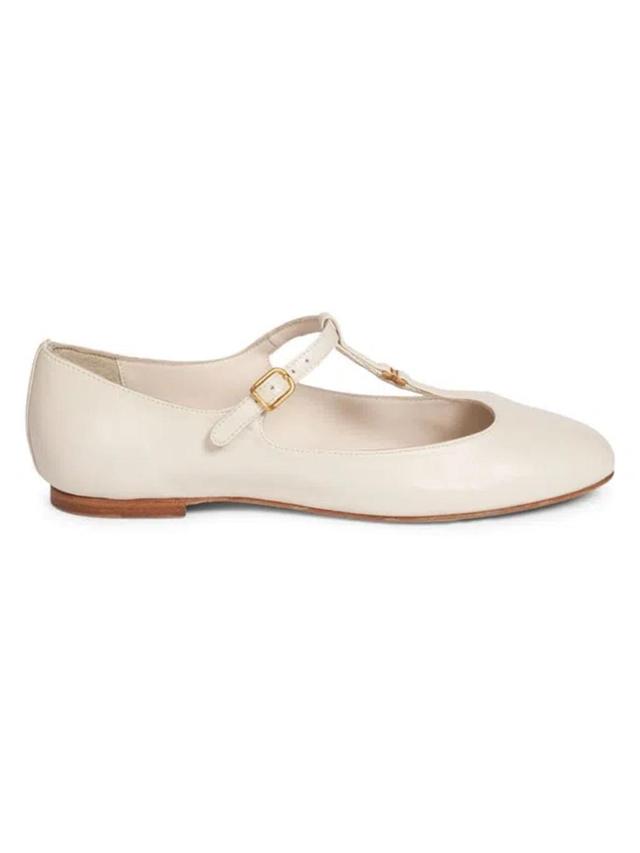 CHLOÉ Marcie Patent Mary Jane Ballerina Flats In Eggshell Product Image