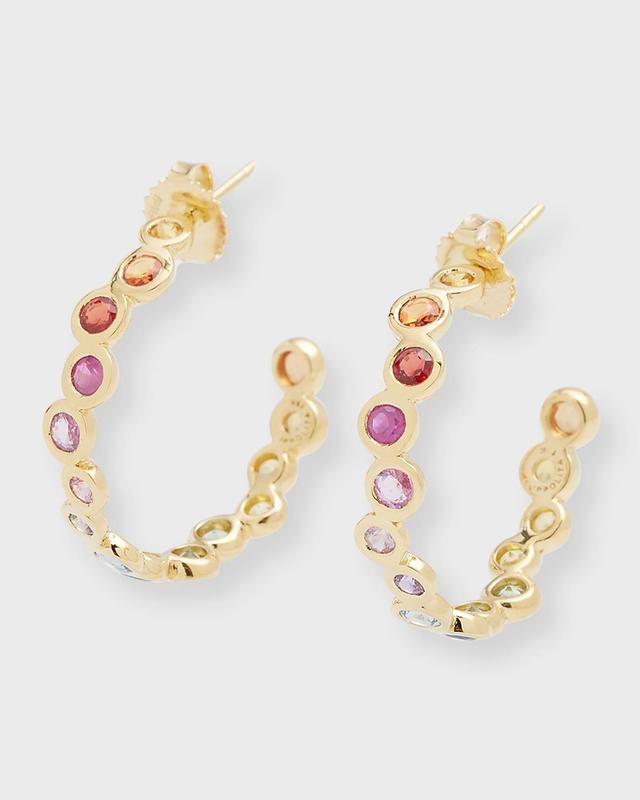 Womens Stardust Starlet #2 18K Yellow Gold & Rainbow Sapphire Hoop Earrings Product Image