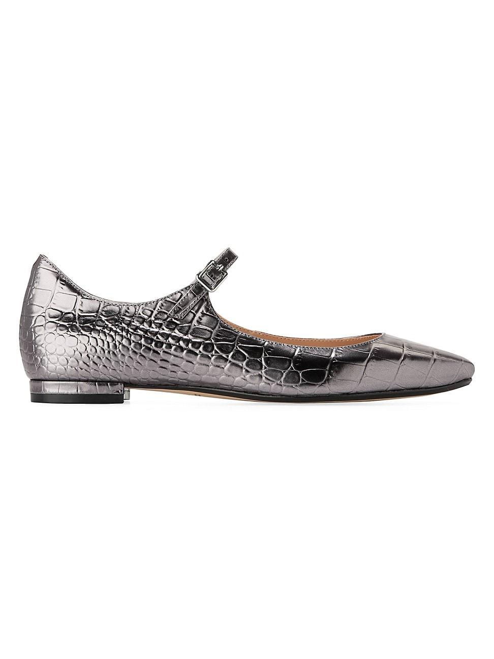 Womens Bridge Embossed Leather Mary Jane Ballet Flats Product Image