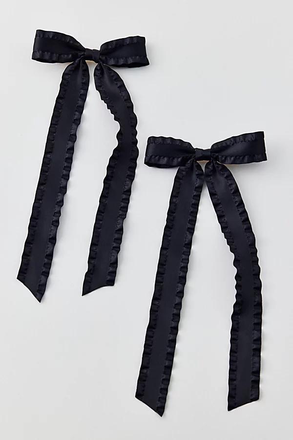 Lettuce-Edge Bow Hair Clip Set Womens at Urban Outfitters Product Image