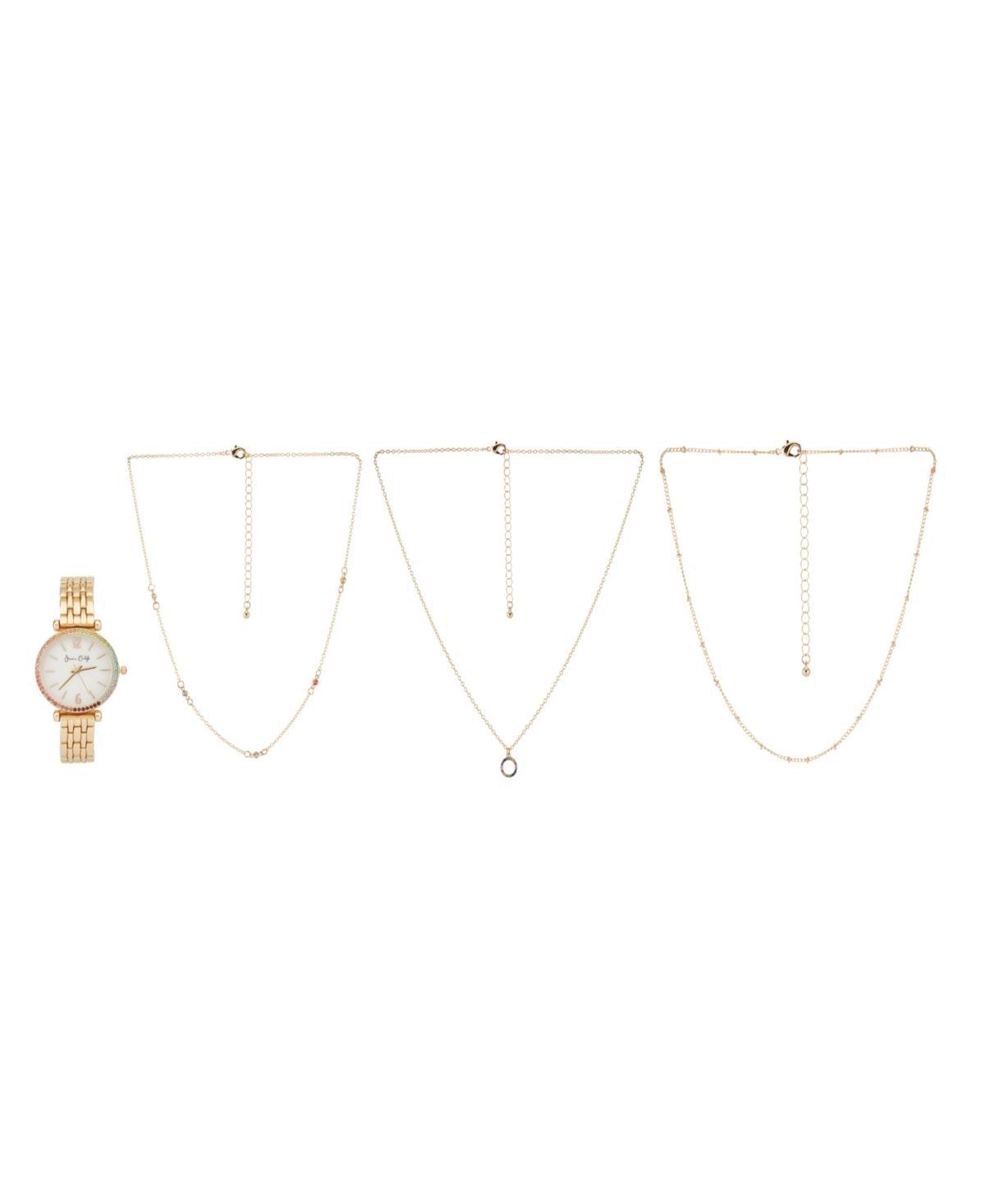 Jessica Carlyle Womens Gold-Tone Bracelet Watch 33mm & 3-Pc. Necklace Gift Set Product Image