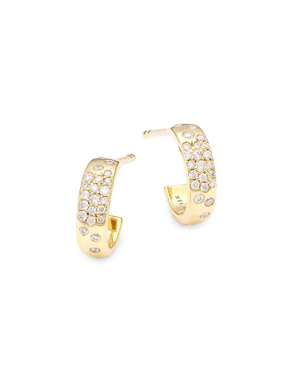 Womens Stardust 18K Yellow Gold & Diamond Mini Huggie Hoop Earrings Product Image