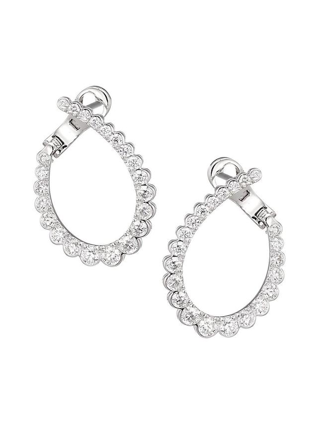 Womens Aerial 18K White Gold & Diamond Hoop Earrings Product Image