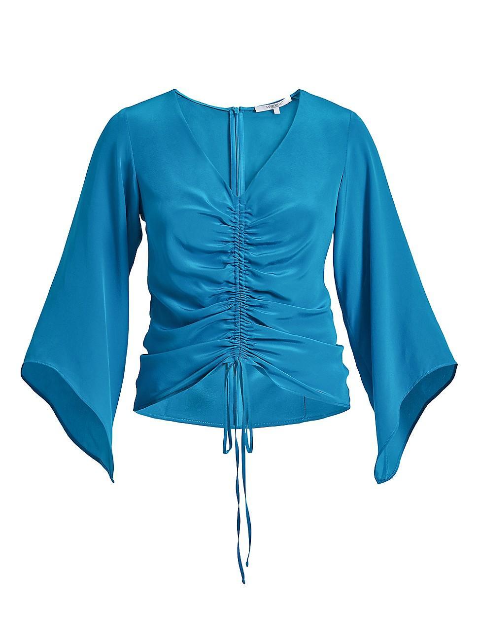 Womens Raven Ruched Silk Blouse Product Image