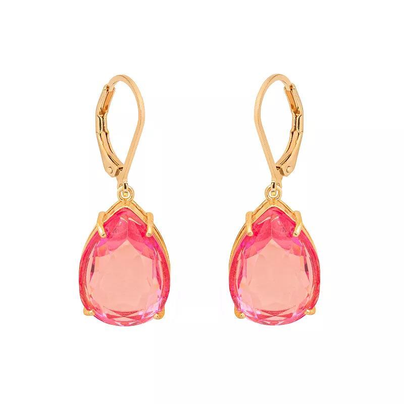 Emberly Gold Tone Pink Pear Shape Drop Earrings, Womens Product Image