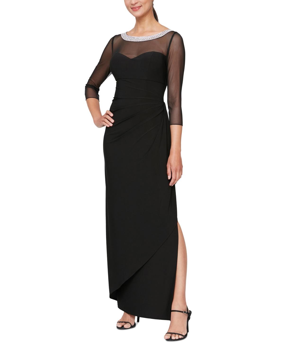 Alex Evenings Illusion Embellished Detail Jersey Gown Product Image