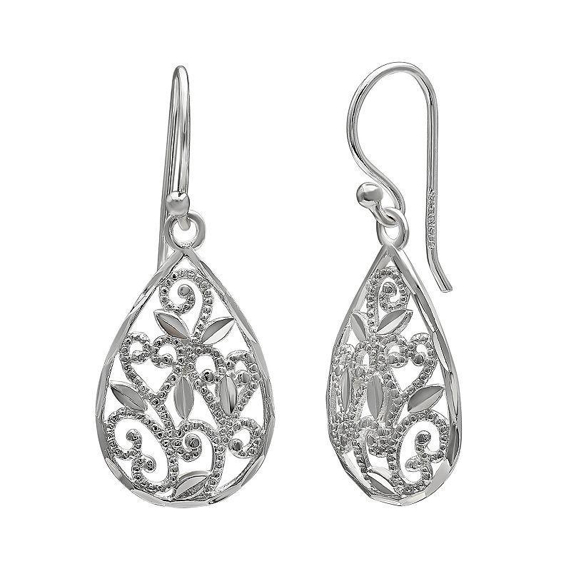 PRIMROSE Sterling Silver Filigree Drop Earrings, Womens Product Image