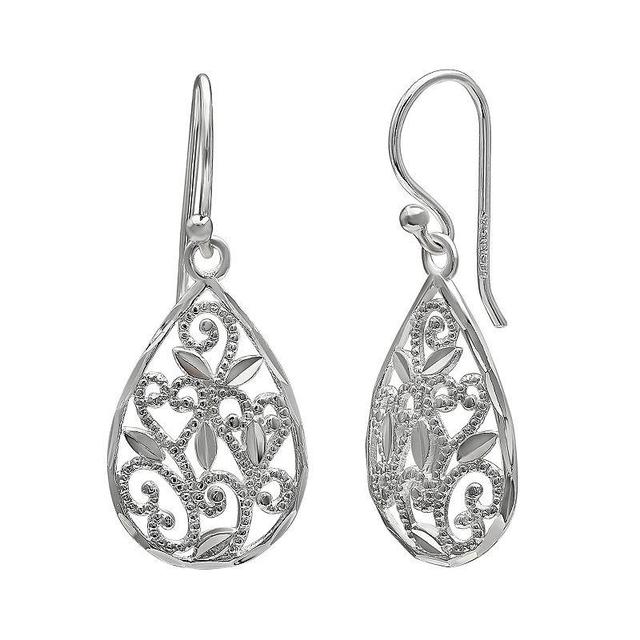 PRIMROSE Sterling Silver Filigree Drop Earrings, Womens Product Image