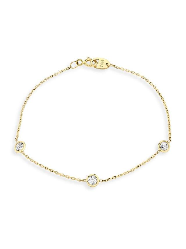 Womens 14K Yellow Gold & Lab-Grown Diamond Station Bracelet - Yellow Gold - Size 7 Product Image