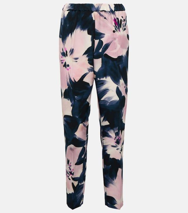 DRIES VAN NOTEN Floral High-rise Slim Pants In Multicoloured Product Image