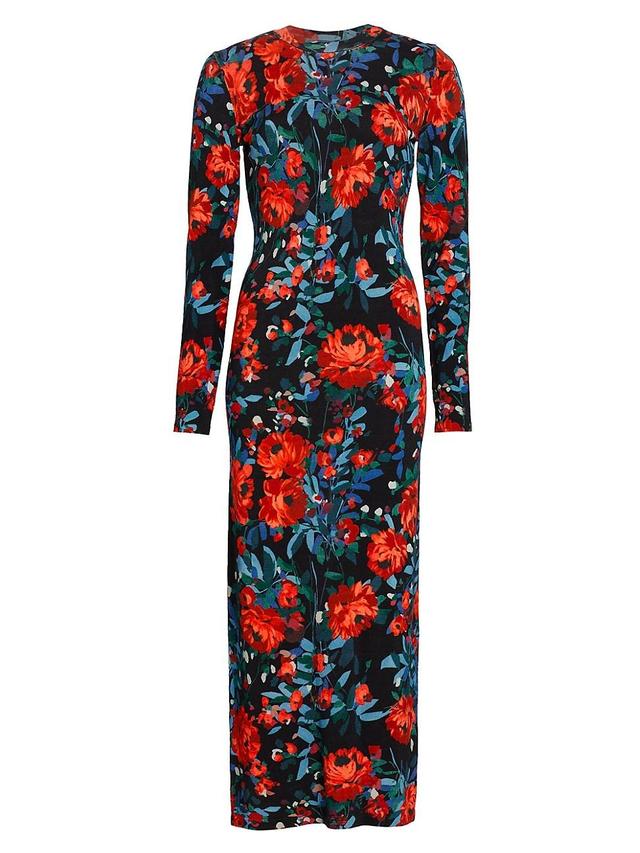 Lela Rose Floral Long Sleeve Knit Dress Product Image