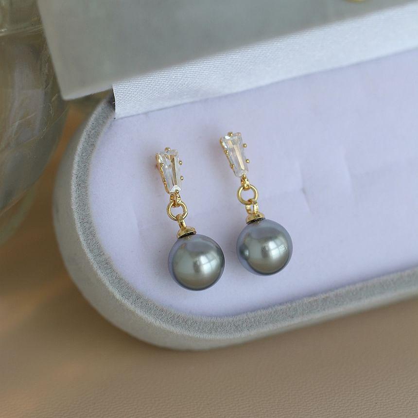 Rhinestone Faux Pearl Drop Earring Product Image