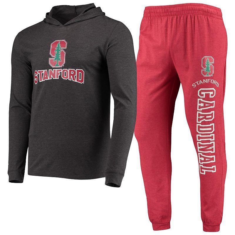 Mens Concepts Sport Cardinal/Charcoal Stanford Cardinal Meter Long Sleeve Hoodie T-Shirt & Jogger Pants Sleep Set Red Product Image