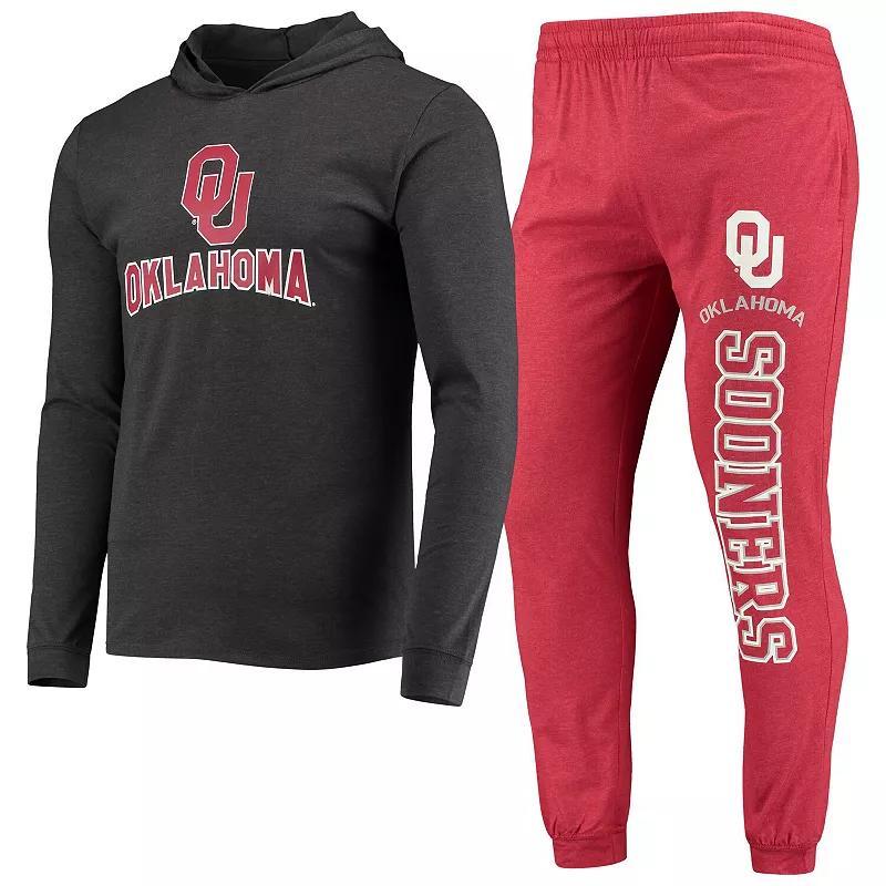 Mens Concepts Sport Crimson/Heather Charcoal Oklahoma Sooners Meter Long Sleeve Hoodie T-Shirt & Jogger Pajama Set Product Image