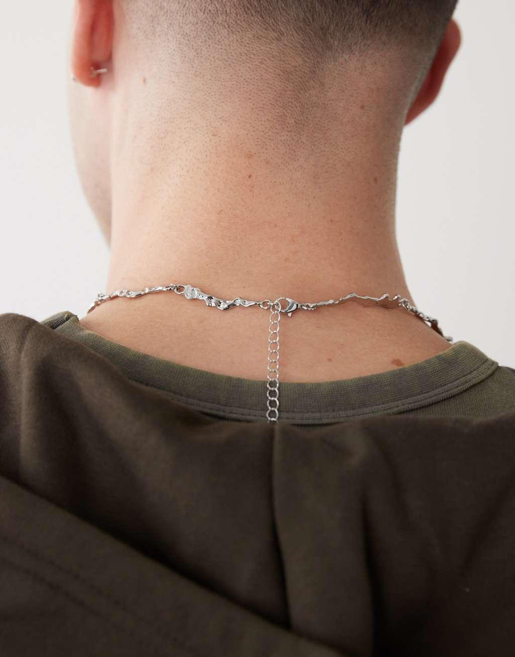 Faded Future molten effect necklace in silver Product Image