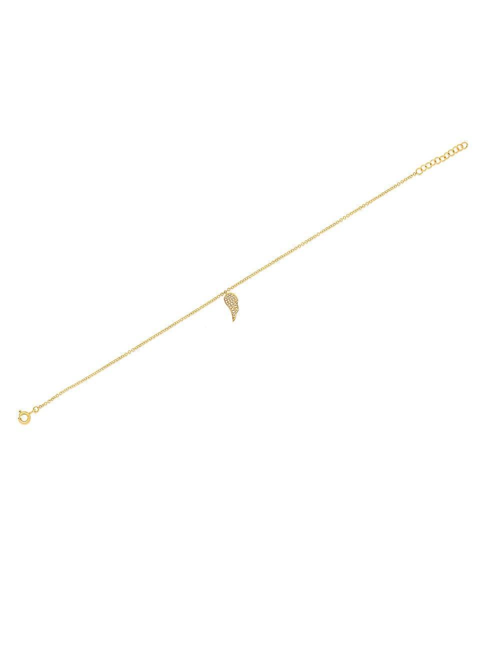 Womens 14K Gold & Diamond Angel Wing Anklet Product Image