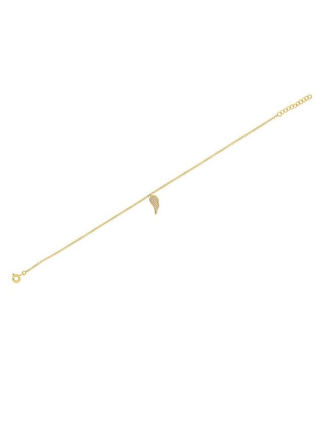 Womens 14K Gold & Diamond Angel Wing Anklet Product Image