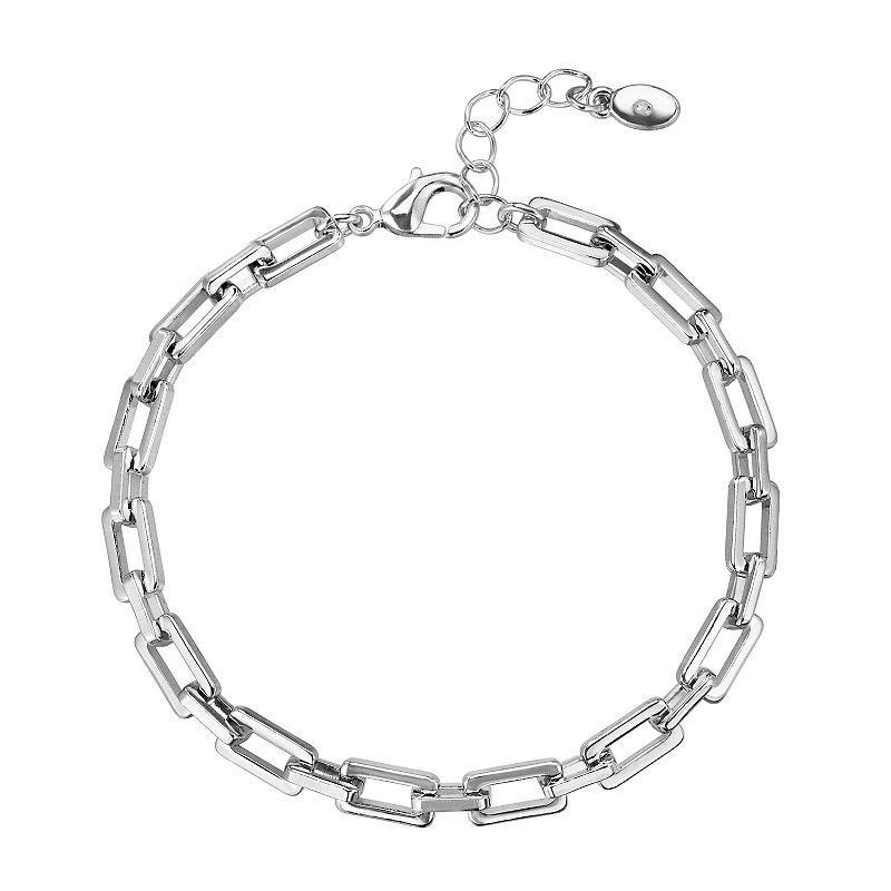 Emberly Silver Tone Rectangular Link Bracelet, Womens, None Product Image