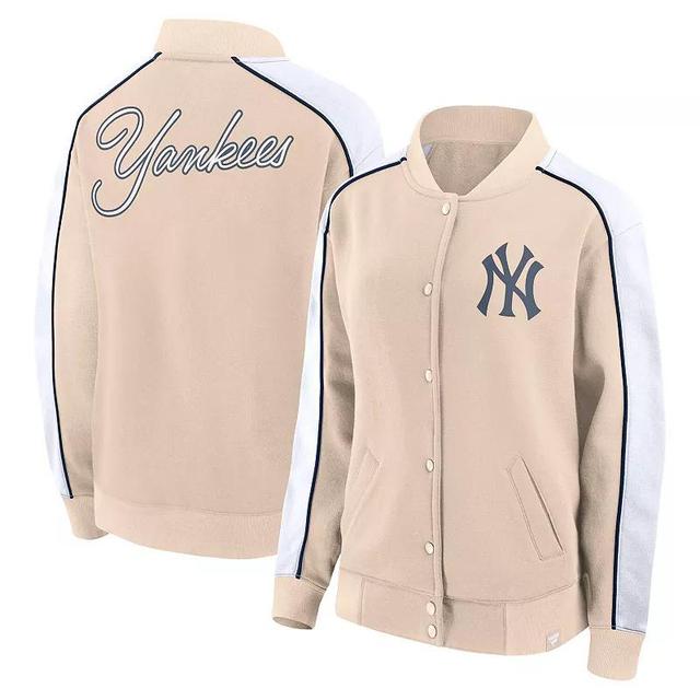 Womens Fanatics Branded Tan New York Yankees Luxe Lounge Full-Snap Jacket Product Image