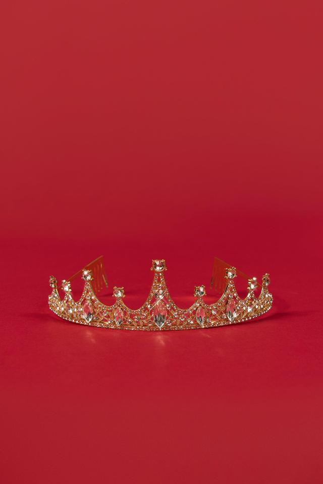 Crystal-Embellished Tiara in Gold Tone Product Image