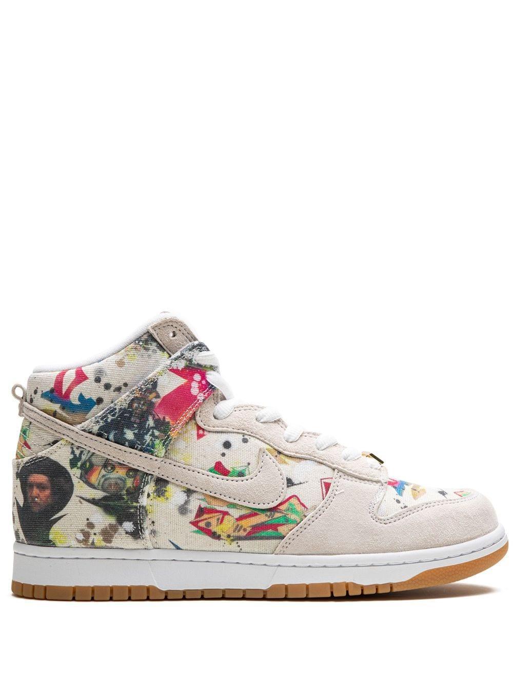 X Supreme Sb Dunk High "rammellzee" Sneakers In White Product Image