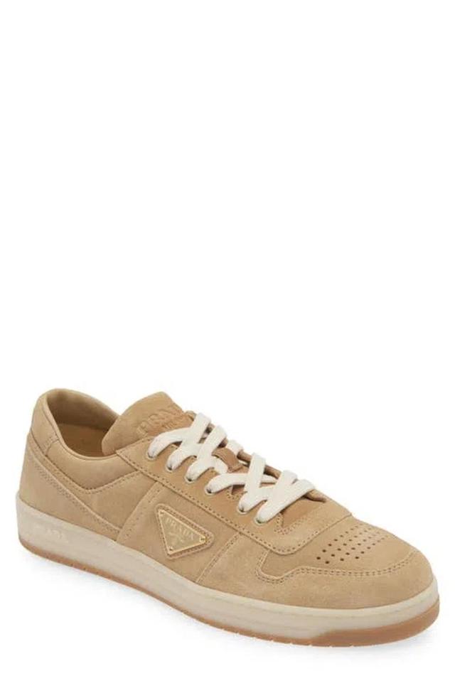 PRADA Downtown Suede Sneakers In Neutrals Product Image