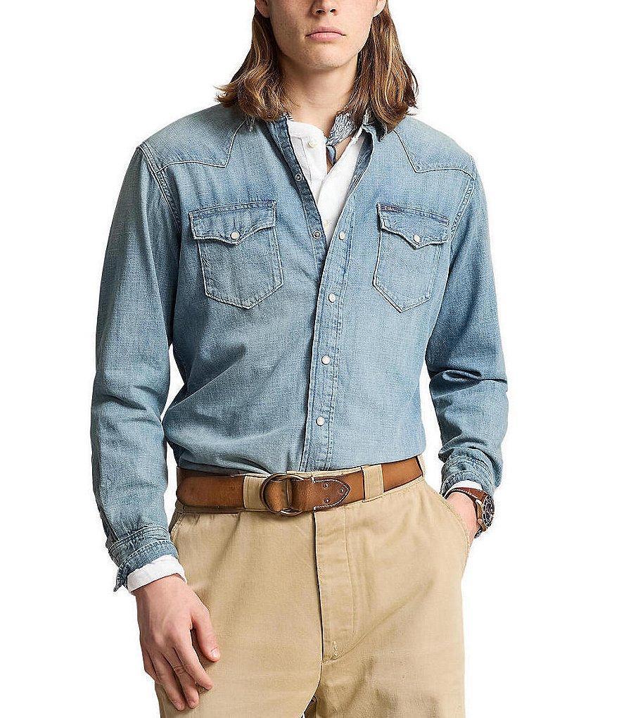 Polo Ralph Lauren Classic-Fit Long-Sleeve Western Shirt Product Image