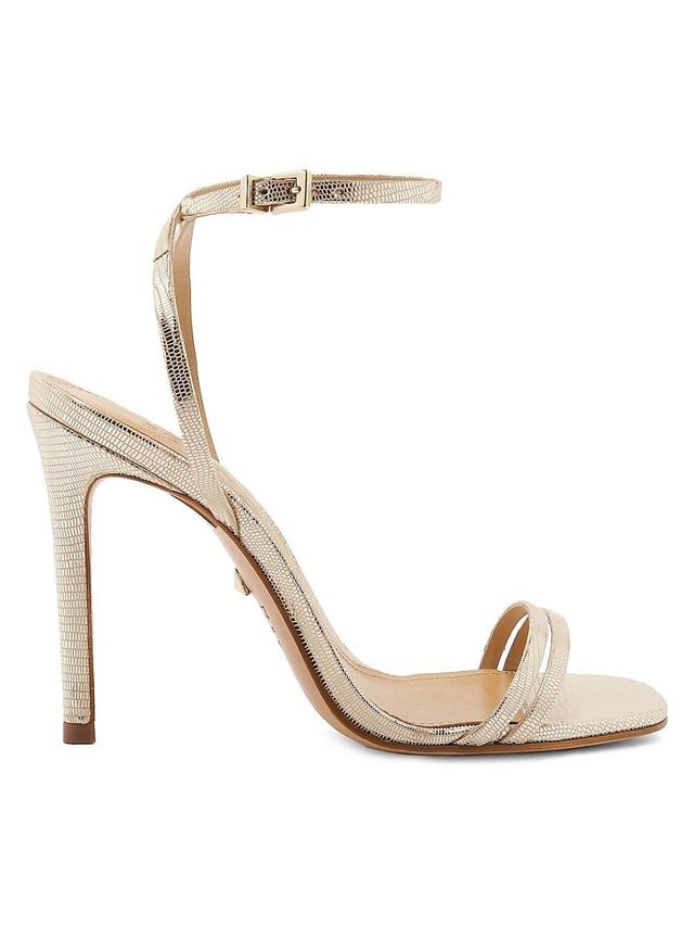 Altina Embossed-Leather Sandal - 11 Platina Gold Lizard Embossed Leather Product Image