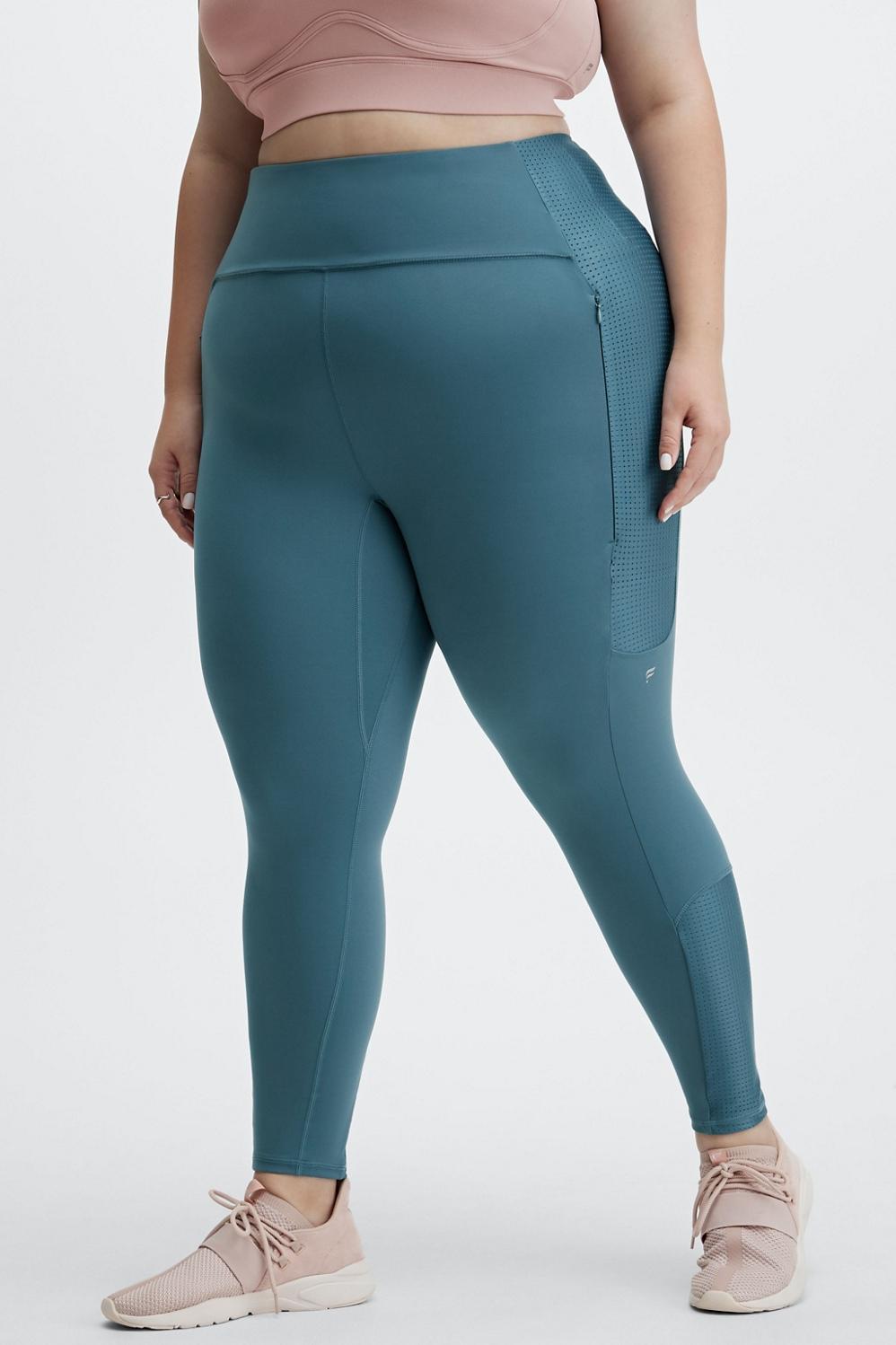 Fabletics High-Waisted Motion365 Run 7/8 Womens blue plus Size 4X Product Image