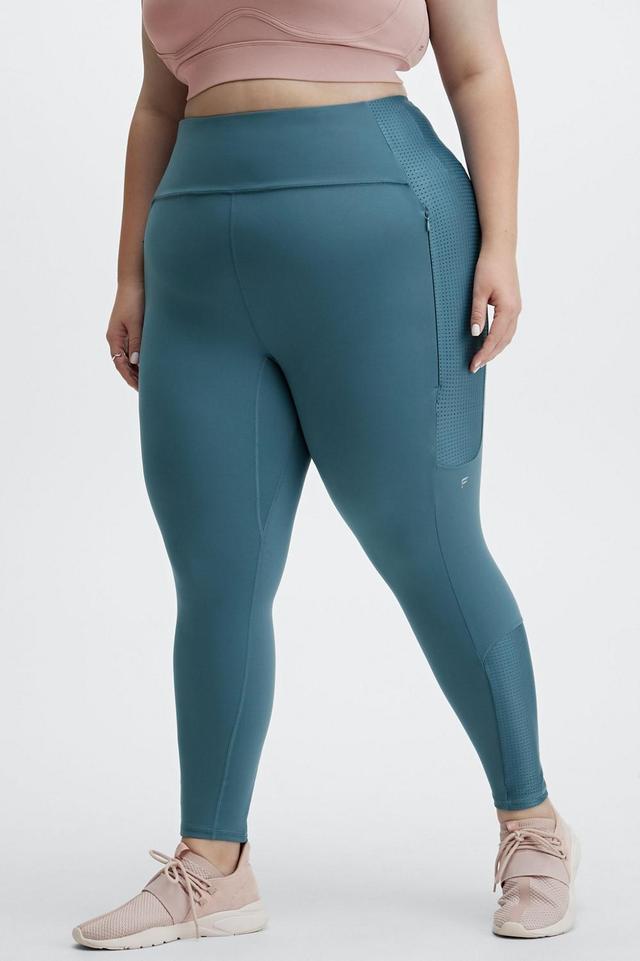 Fabletics High-Waisted Motion365 Run 7/8 Womens blue Size XXS Product Image