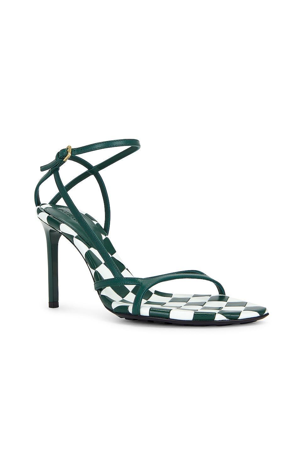 Bottega Veneta Leaf Ankle Strap Sandal in Glacier & Emerald - Dark Green. Size 41 (also in ). Product Image