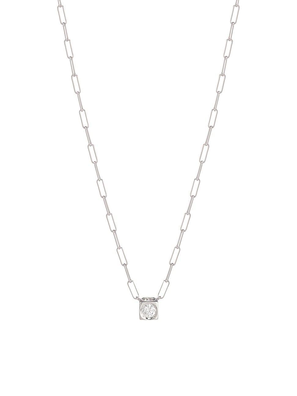 Womens Le Cube Diamant 18K White Gold & Diamond Pendant Necklace Product Image