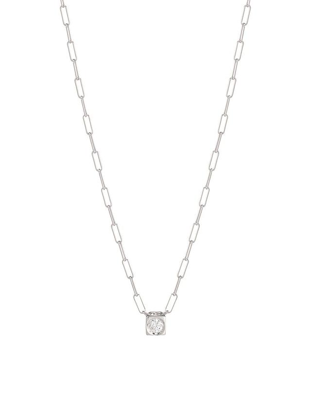 Womens Le Cube Diamant 18K White Gold & Diamond Pendant Necklace Product Image